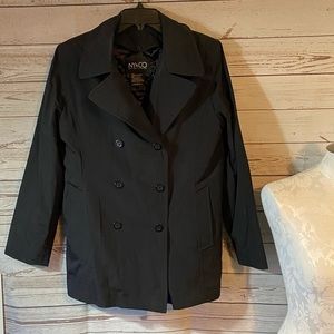 NY&CO Black Rain-Resistant Double Breasted Pea Coat – Size M